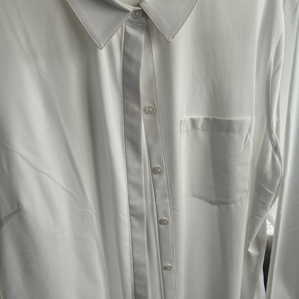 Athleta White Collared Button-Up Blouse - Picture 3 of 6